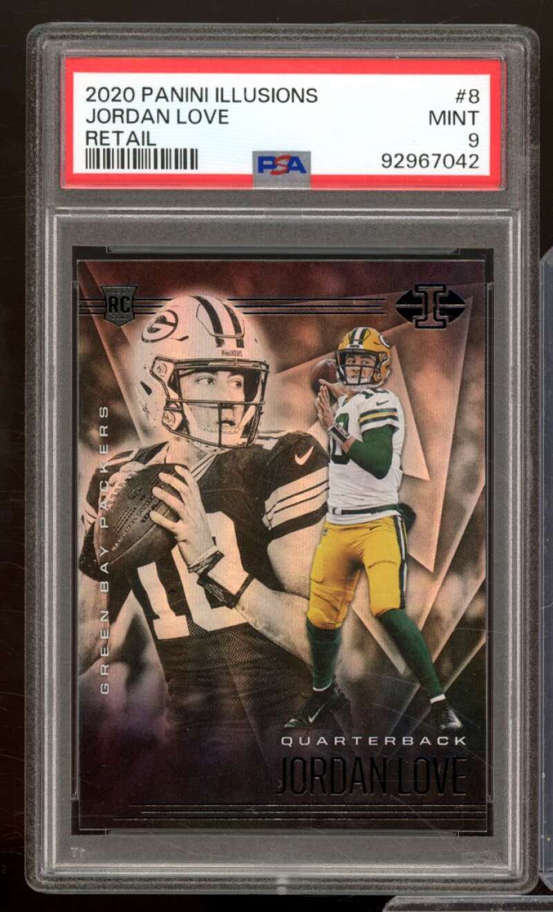 Jordan Love Rookie Card 2020 Panini Illusions #8 PSA 9 Image 1