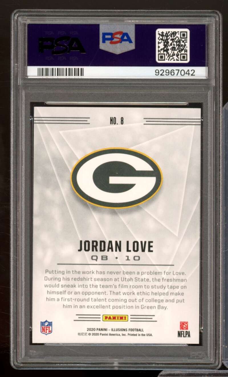 Jordan Love Rookie Card 2020 Panini Illusions #8 PSA 9 Image 2