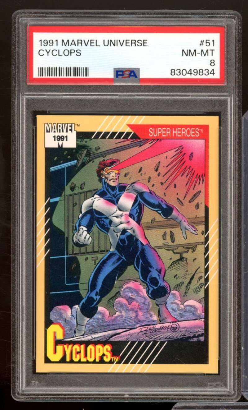 Cyclops Card 1991 Marvel Universe #51 PSA 8 Image 1