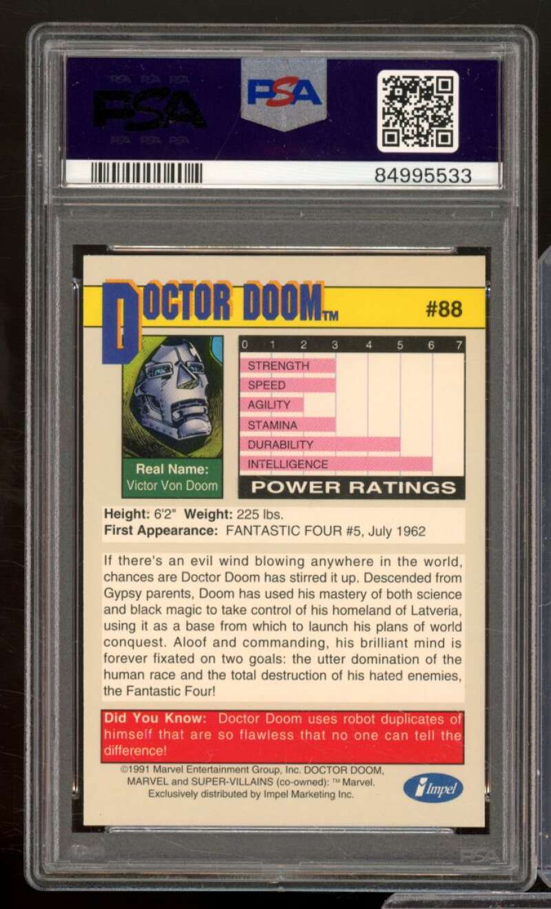 Doctor Doom Card 1991 Marvel Universe #88 PSA 8 Image 2