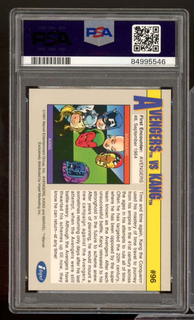 Avengers vs Kang Card 1991 Marvel Universe #96 PSA 8 Image 2