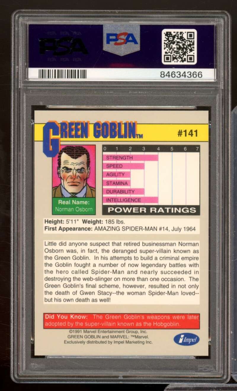 Green Goblin Card 1991 Marvel Universe #141 PSA 6 Image 2