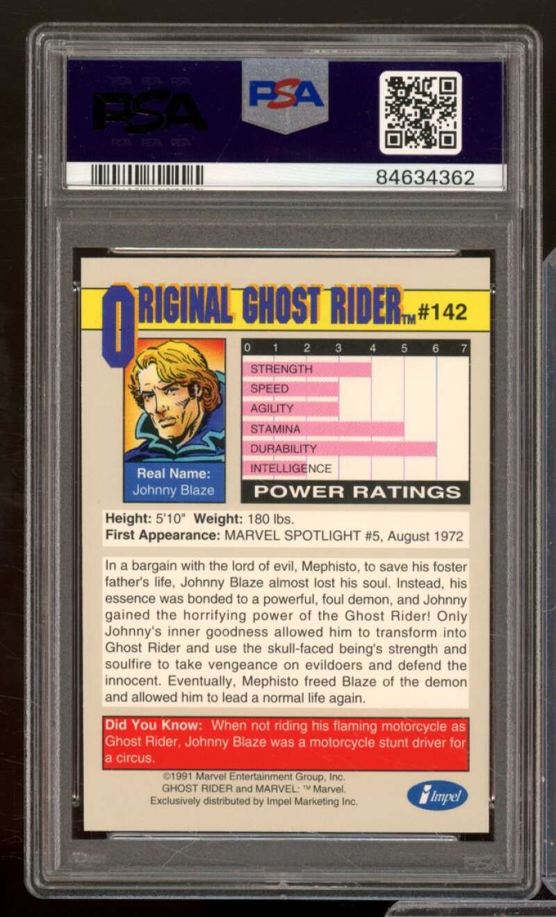 Original Ghost Rider Card 1991 Marvel Universe #142 PSA 6 Image 2