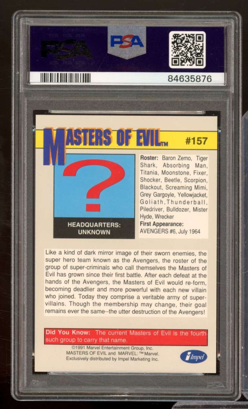 Masters Of Evil Card 1991 Marvel Universe #157 PSA 6 Image 2