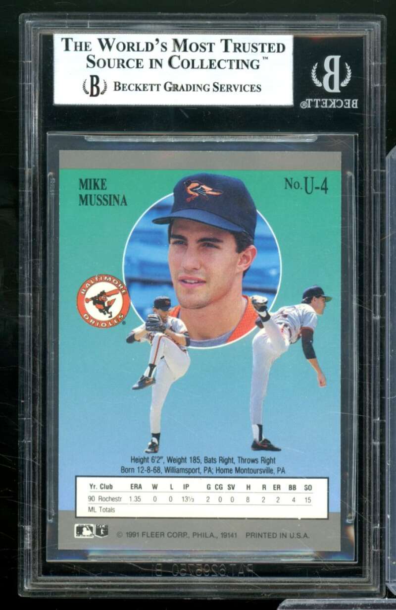 Mike Mussina Rookie Card 1991 Ultra Update #4 BGS 9 Image 2