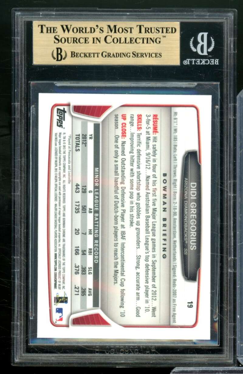 Didi Gregorius Card 2013 Bowman Chrome Draft #19 BGS 9.5 Image 2