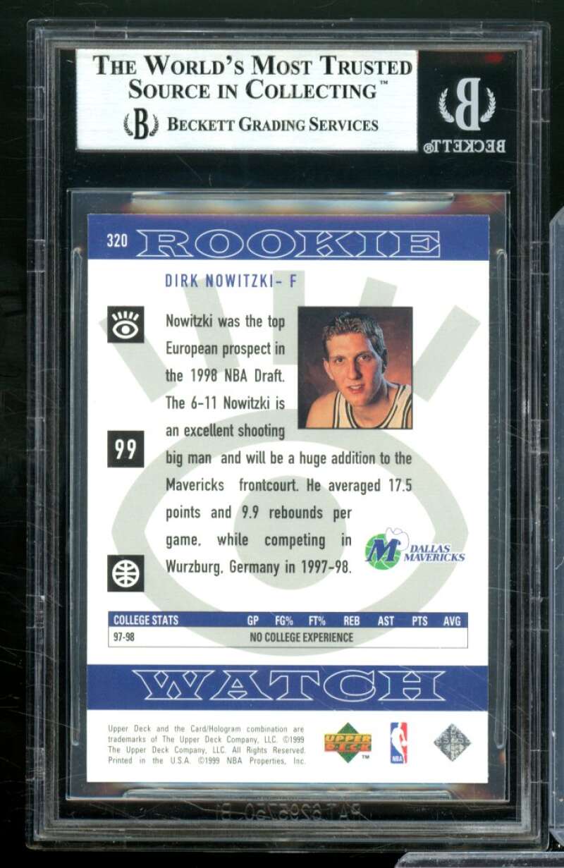 Dirk Nowitzki Rookie Card 1998-99 Upper Deck #320 BGS 9 Image 2