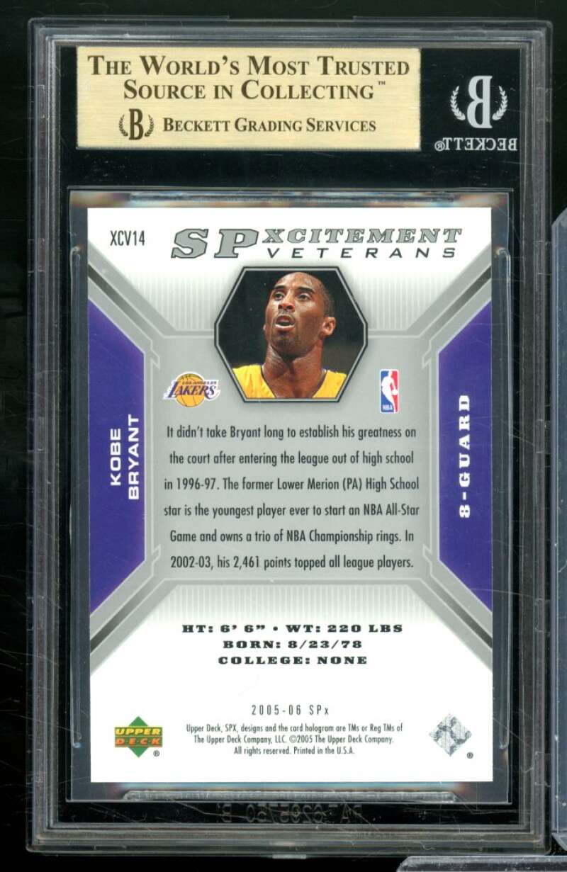 Kobe Bryant Card 2005-06 SPx Spxcitement Veterans #XCV14 BGS 9.5 Image 2