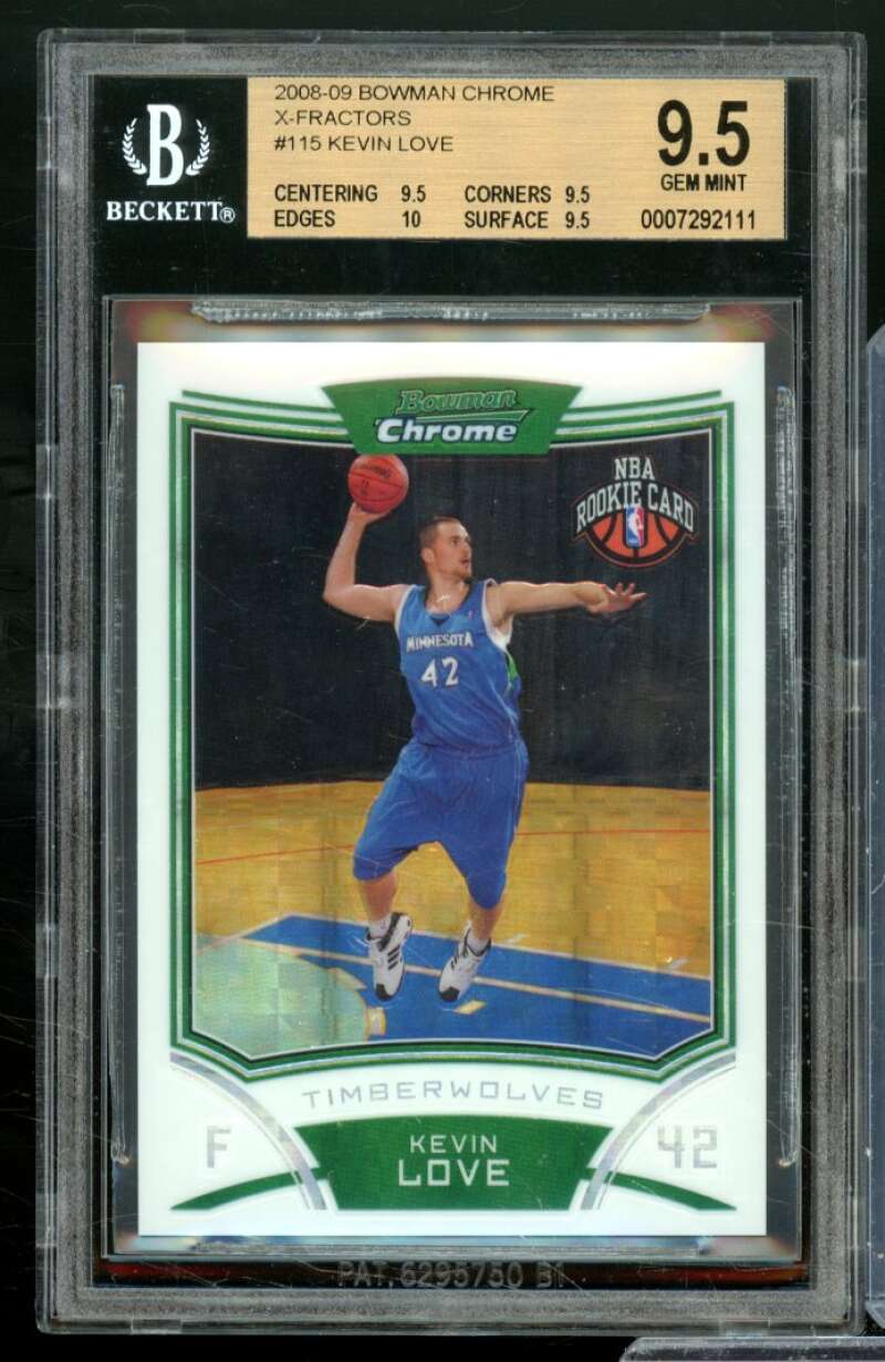 Kevin Love Rookie Card 2008-09 Bowman Chrome X-Fractors #115 BGS 9.5 Image 1