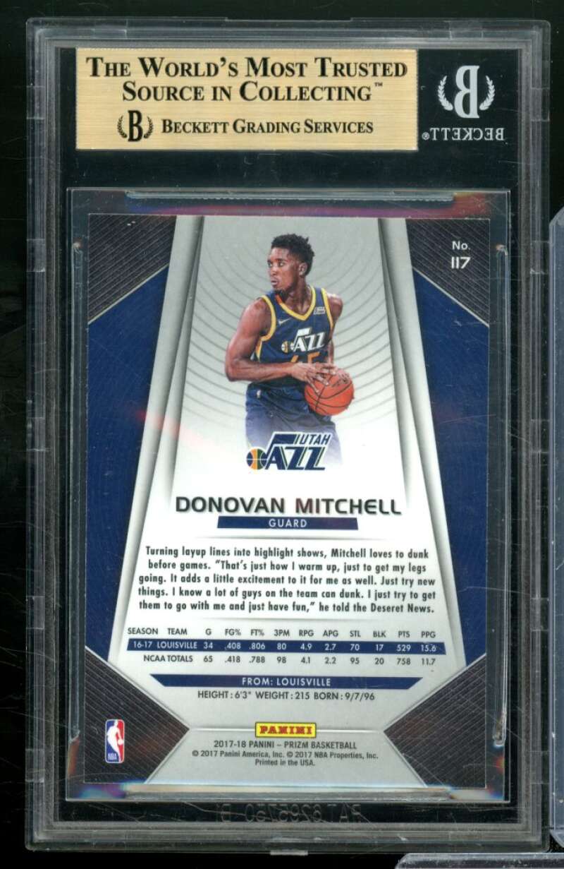 Donovan Mitchell Rookie Card 2017-18 Panini Prizm #117 BGS 9.5 Image 2