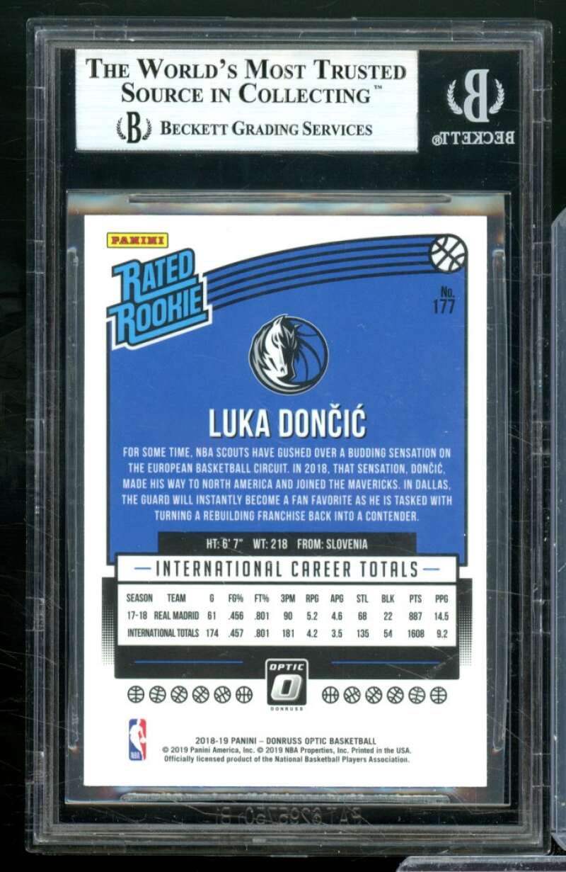 Luka Doncic Rookie Card 2018-19 Donruss Optic #177 BGS 9 Image 2