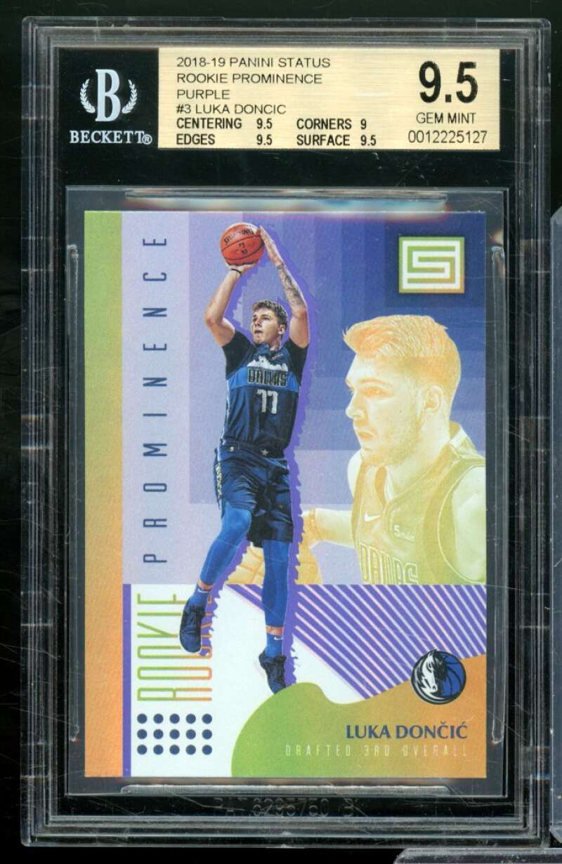 Luka Doncic Rookie 2018-19 Panini Status Rookie Prominence Purple #3 BGS 9.5 Image 1