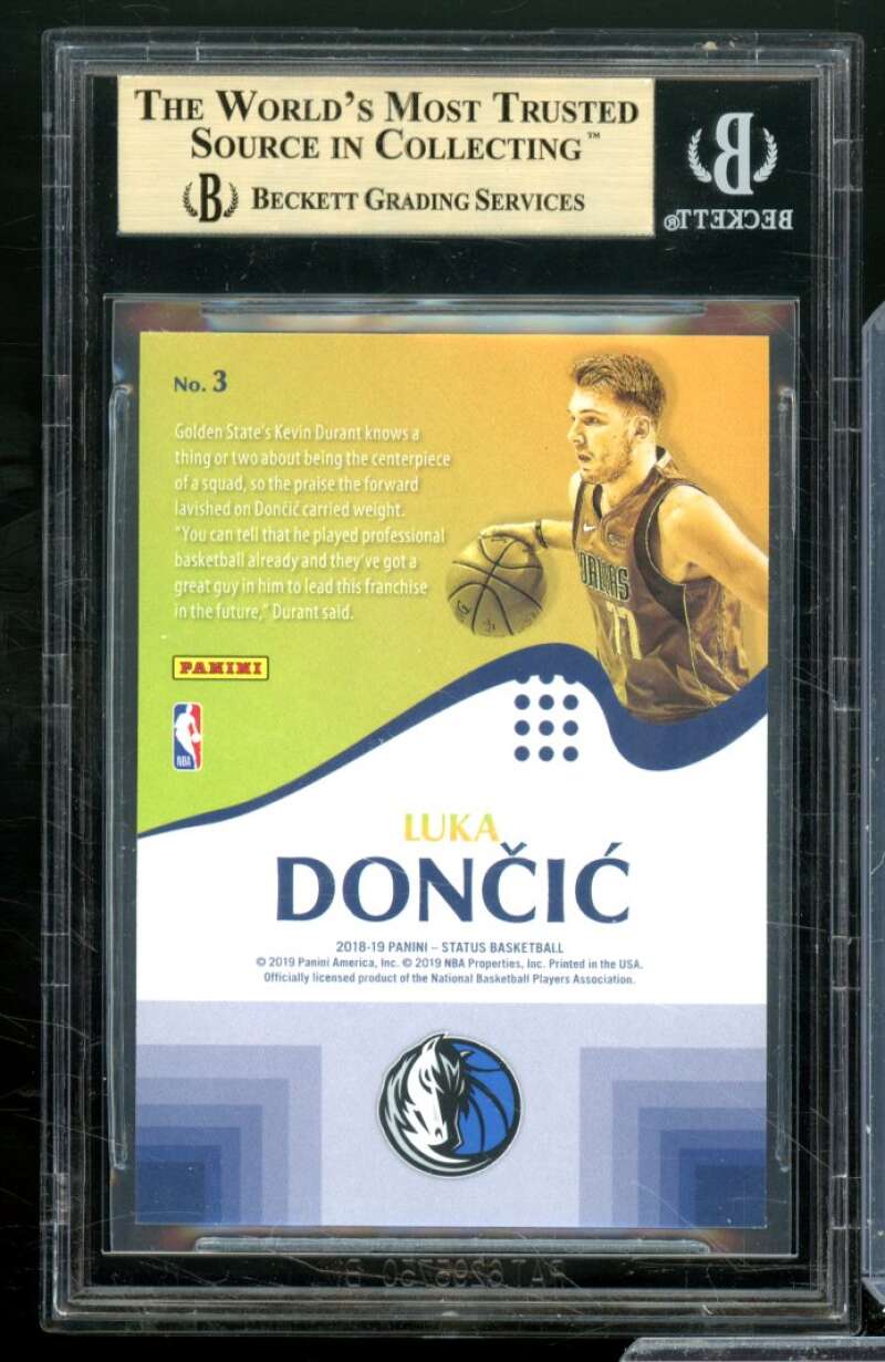 Luka Doncic Rookie 2018-19 Panini Status Rookie Prominence Purple #3 BGS 9.5 Image 2