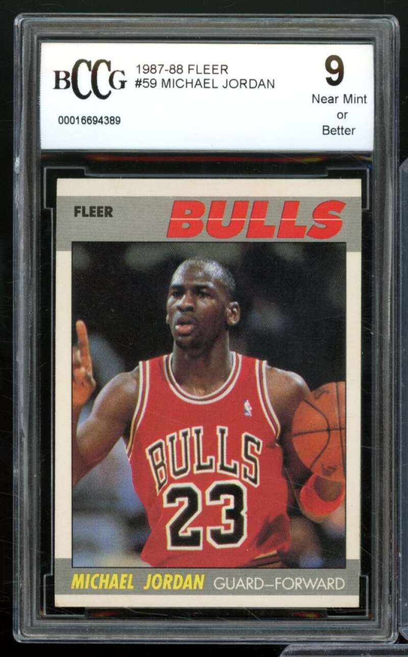 1987-88 Fleer #59 Michael Jordan Card BGS BCCG 9 Near Mint+ Image 1