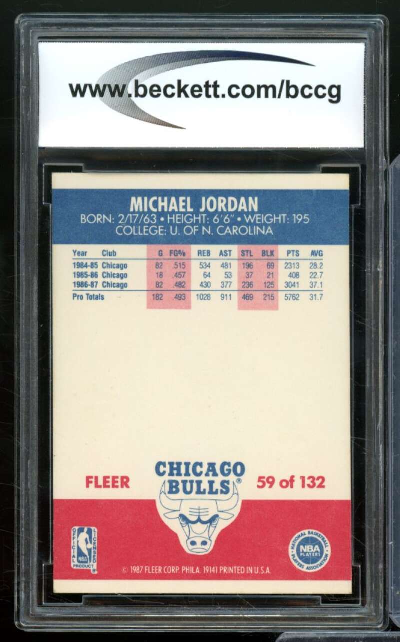 1987-88 Fleer #59 Michael Jordan Card BGS BCCG 9 Near Mint+ Image 2