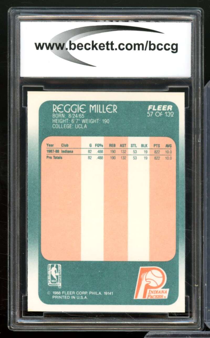 1988-89 Fleer #57 Reggie Miller Rookie Card BGS BCCG 10 Mint+ Image 2