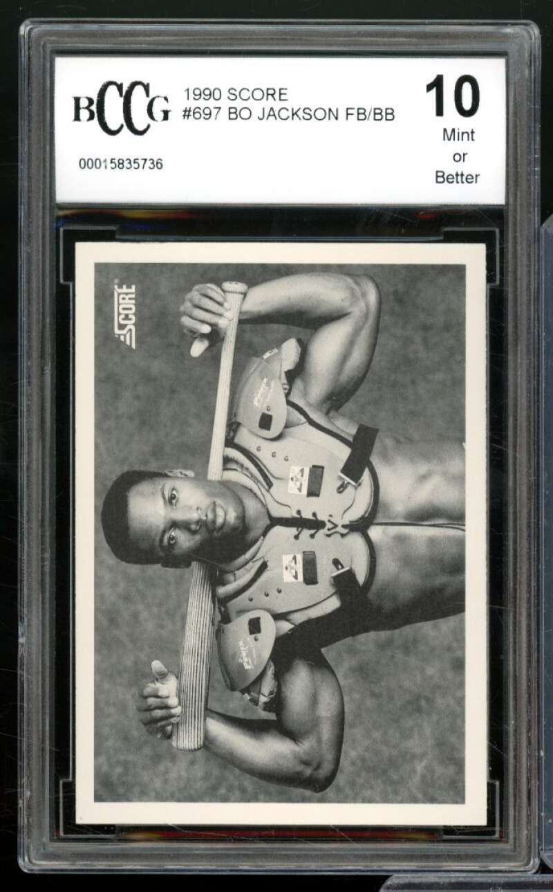 1990 Score #697 Bo Jackson Card Football/Baseball BGS BCCG 10 Mint+ Image 1