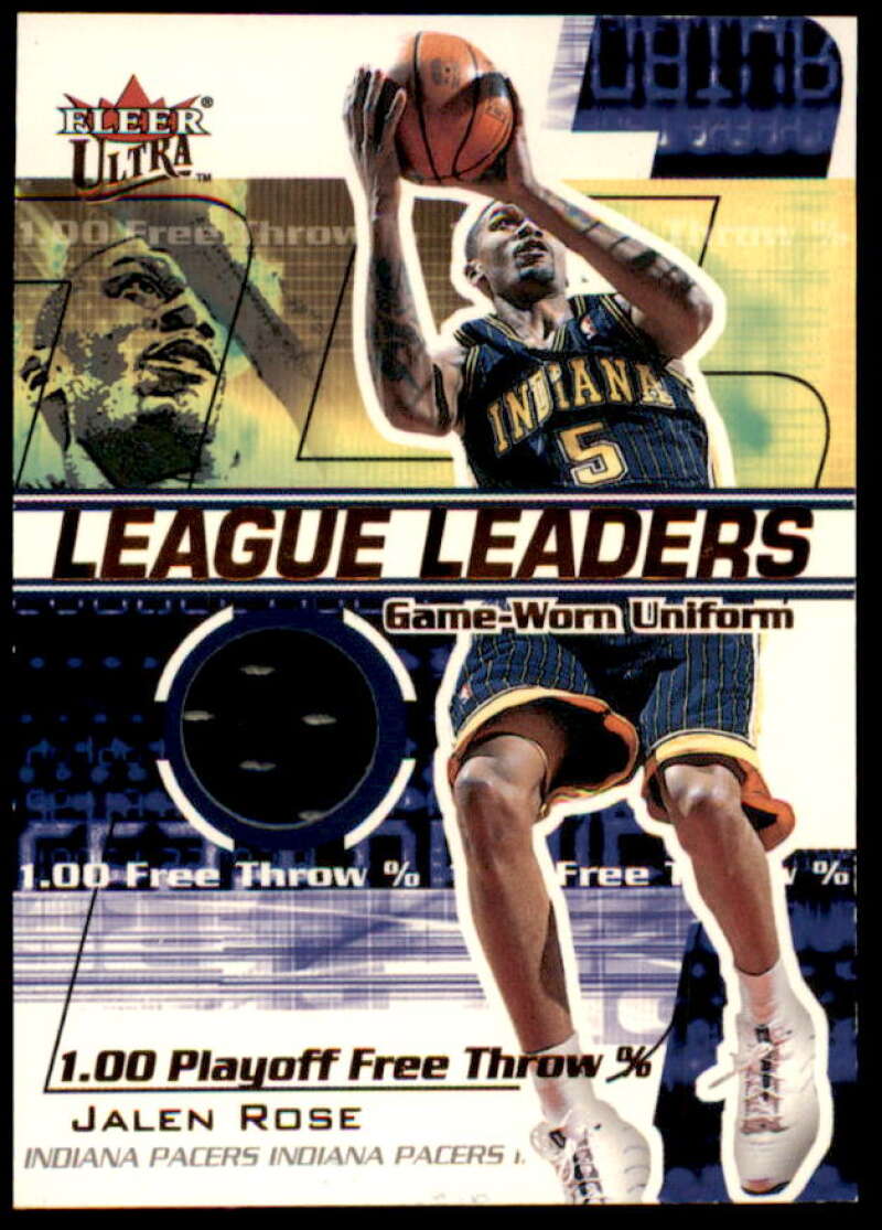 Jalen Rose Card 2001-02 Ultra League Leaders Game Worn #6  Image 1