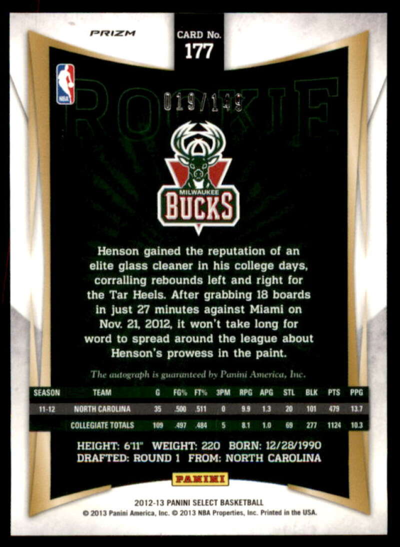 John Henson AU Rookie Card 2012-13 Select Prizms #177  Image 2