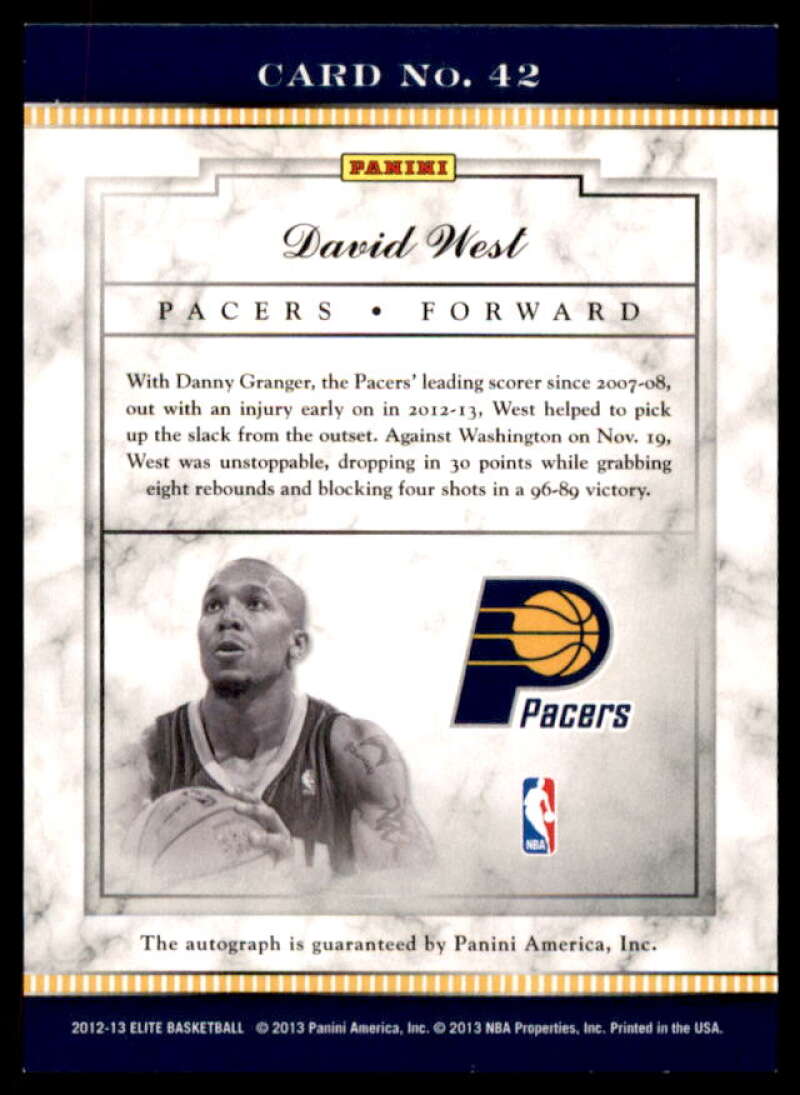 David West Card 2012-13 Elite Signatures #42  Image 2