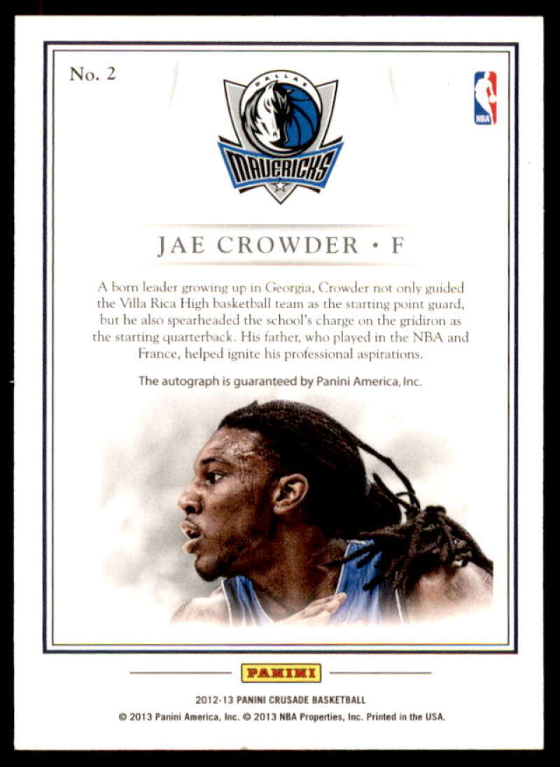 Jae Crowder Card 2012-13 Panini Crusade Quest Autographs #2  Image 2