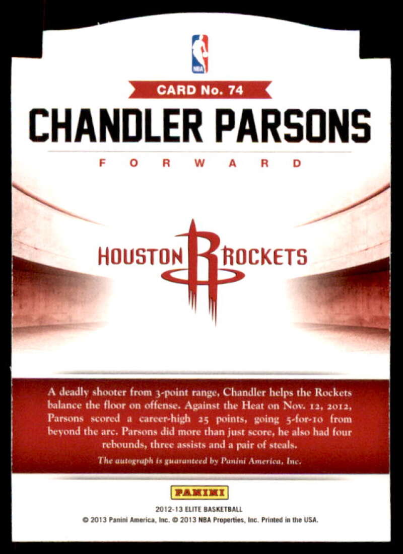 Chandler Parsons Rookie Card 2012-13 Elite Turn of the Century Autographs #74  Image 2