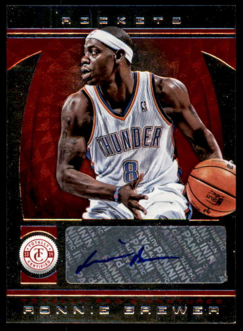 Ronnie Brewer Card 2013-14 Totally Certified Autographs Red #239  Image 1