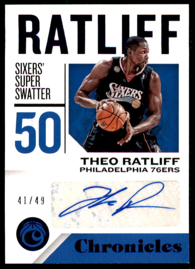 Theo Ratliff Card 2018-19 Panini Chronicles Signatures Blue #56  Image 1