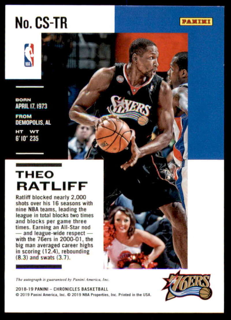 Theo Ratliff Card 2018-19 Panini Chronicles Signatures Blue #56  Image 2