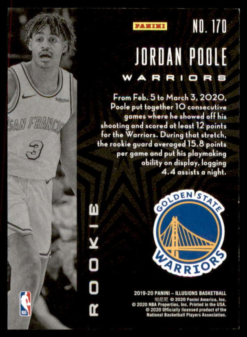 Jordan Poole Rookie Card 2019-20 Panini Illusions Trophy Collection Red #170  Image 2