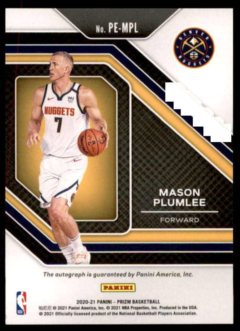 Mason Plumlee Card 2020-21 Panini Prizm Penmanship #38  Image 2