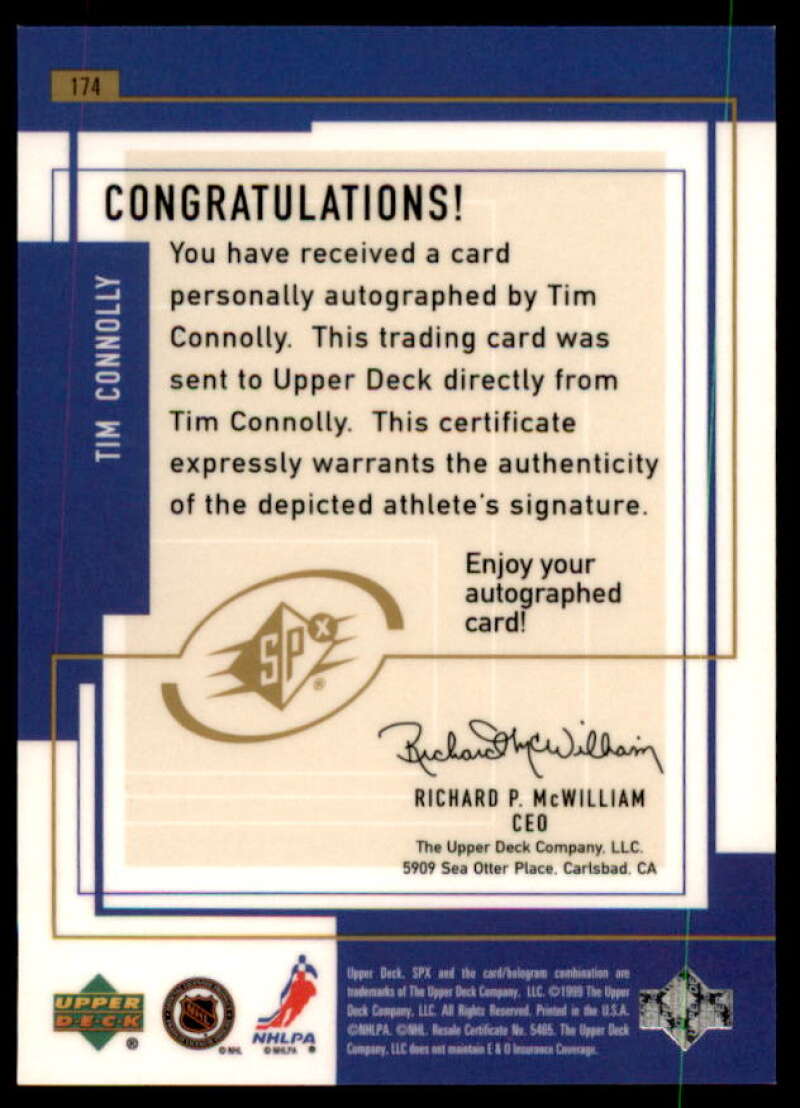 Tim Connolly AU Card 1999-00 SPx #174  Image 2