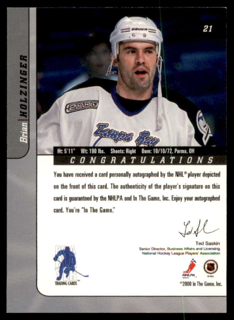 Brian Holzinger Card 2000-01 BAP Signature Series Autographs #21  Image 2