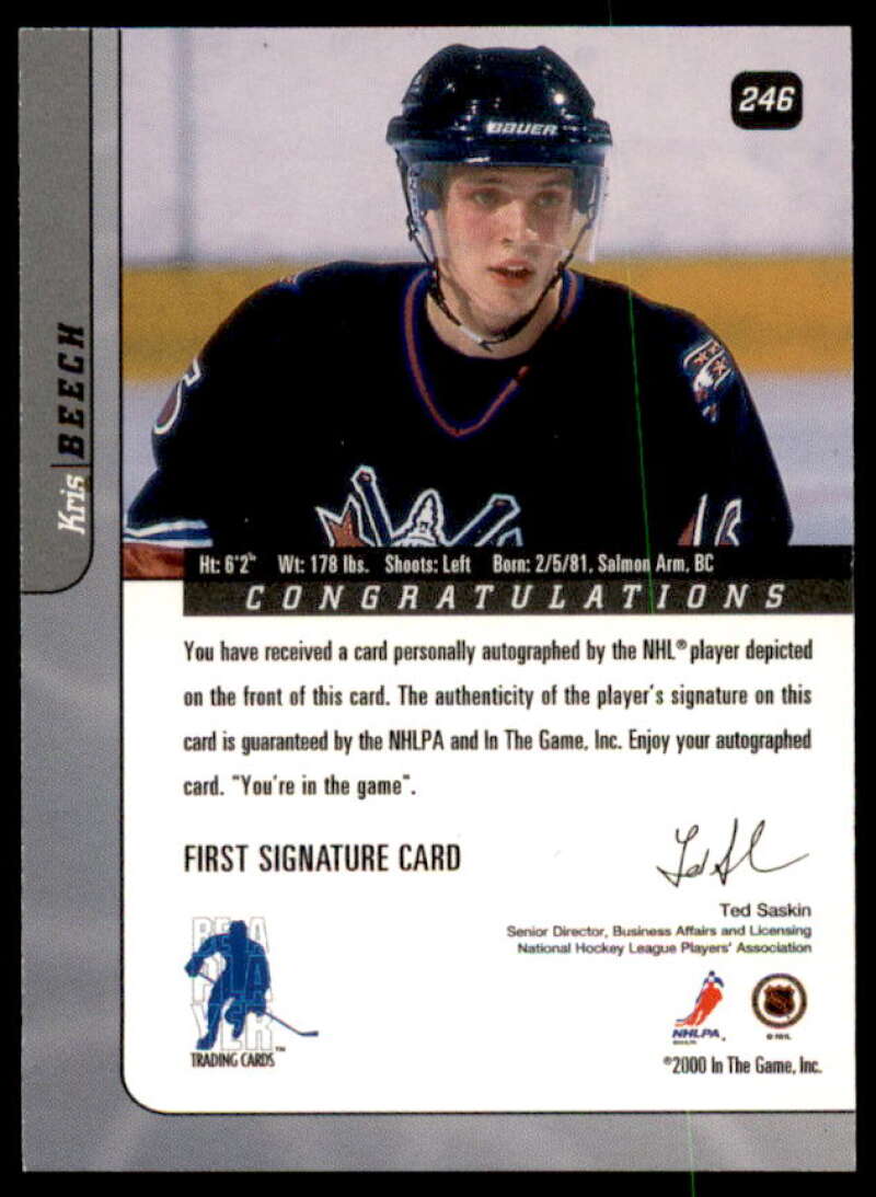 Kris Beech Card 2000-01 BAP Signature Series Autographs #246  Image 2