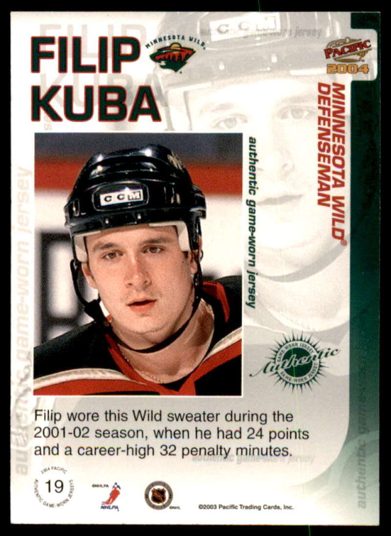 Filip Kuba Card 2003-04 Pacific Jerseys #19  Image 2