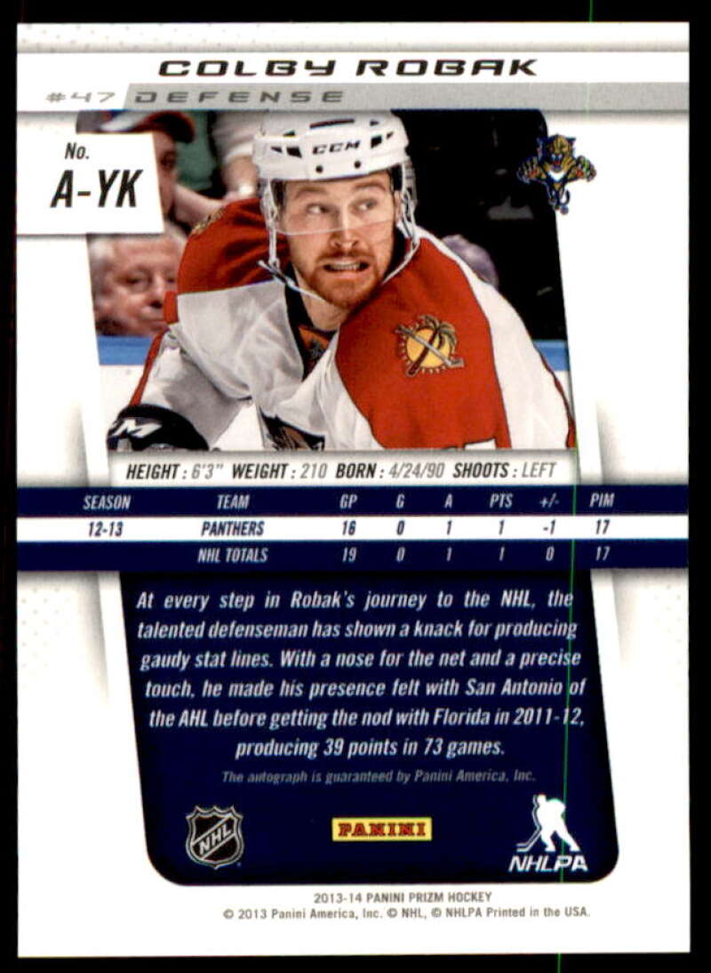 Colby Robak Card 2013-14 Panini Prizm Autographs #AYK  Image 2