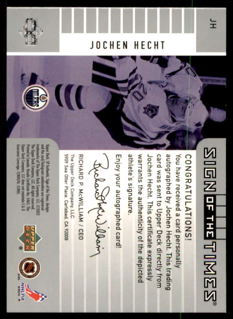 Jochen Hecht Card 2001-02 SP Authentic Sign of the Times #JH  Image 2