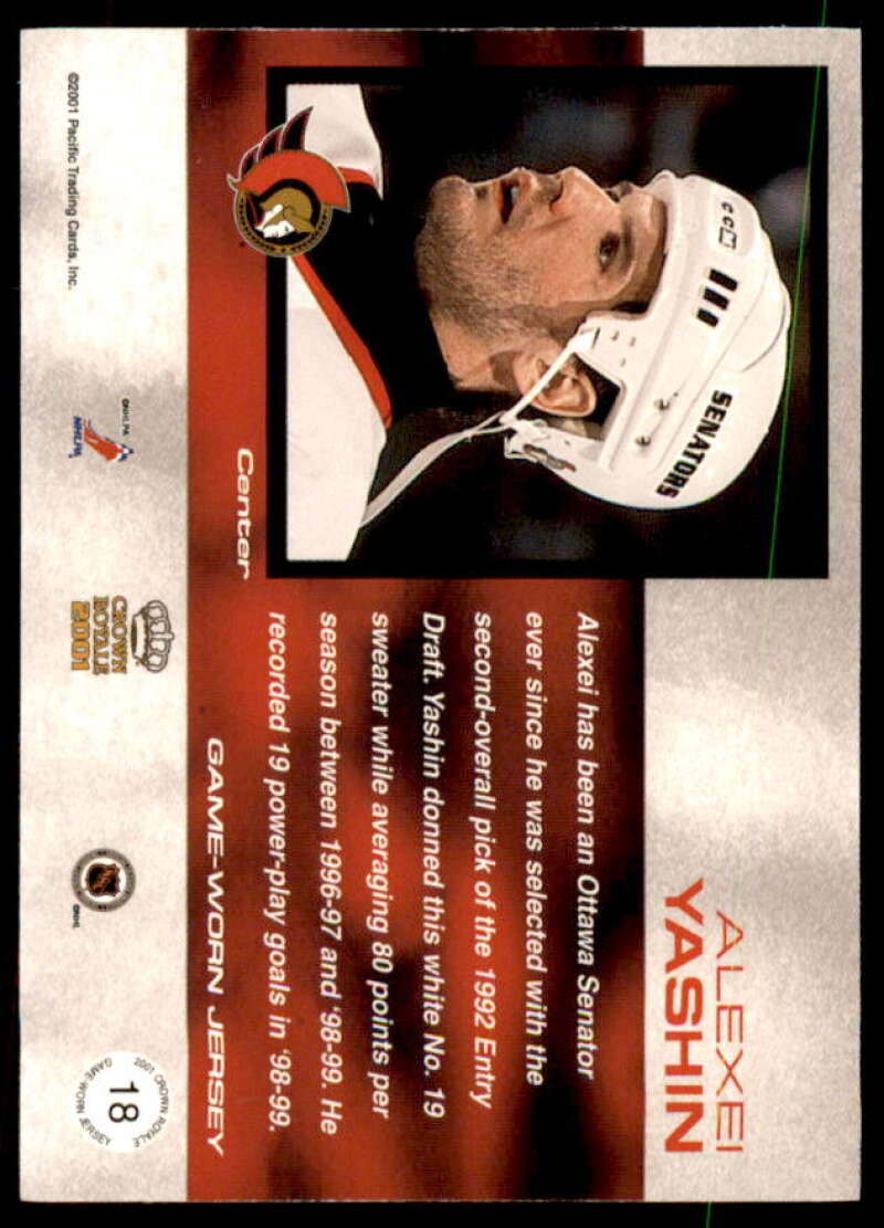 Alexei Yashin Card 2000-01 Crown Royale Game-Worn Jerseys #18  Image 2