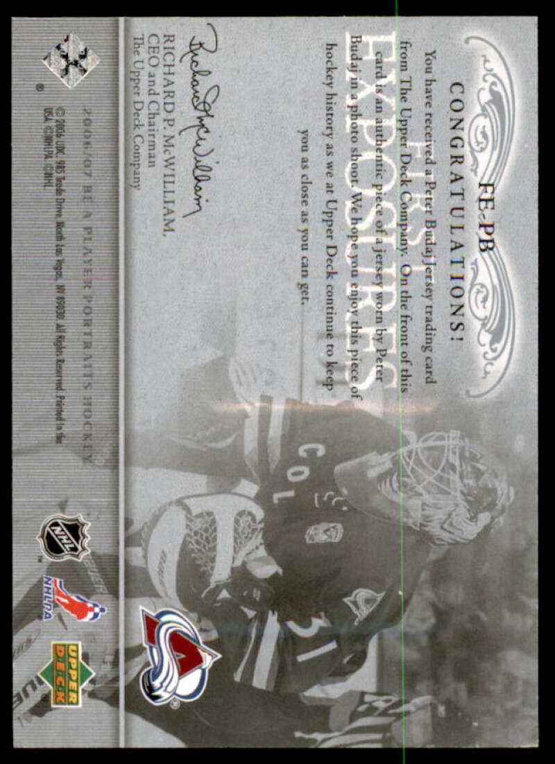 Peter Budaj Card 2006-07 Be A Player Portraits First Exposures #FEPB  Image 2