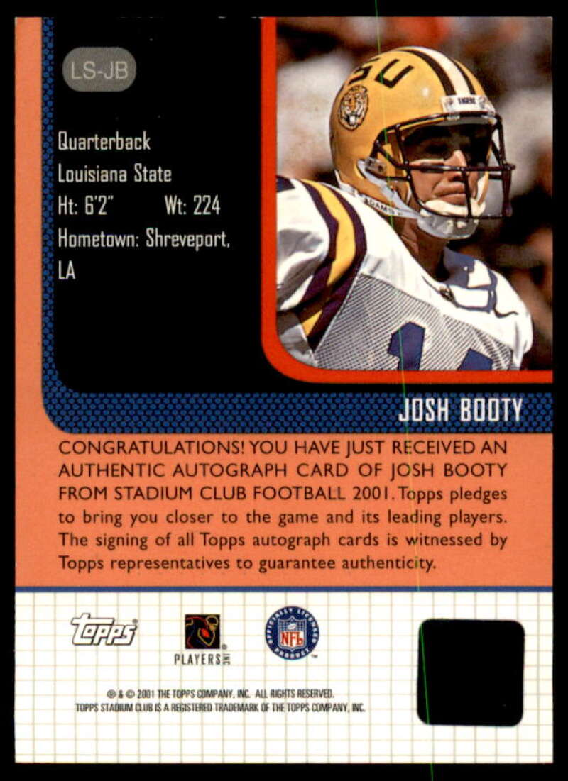 Josh Booty Rookie Card 2001 Stadium Club Lone Star Signatures #LSJB  Image 2