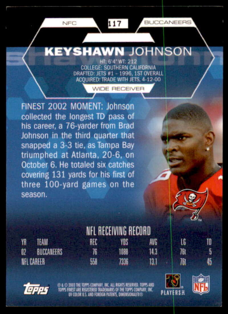 Keyshawn Johnson JSY C Card 2003 Finest #117  Image 2