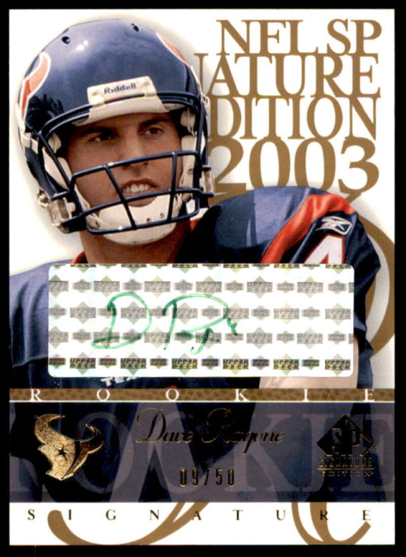 Dave Ragone Rookie Card 2003 SP Signature Autographs Green Ink #RA  Image 1