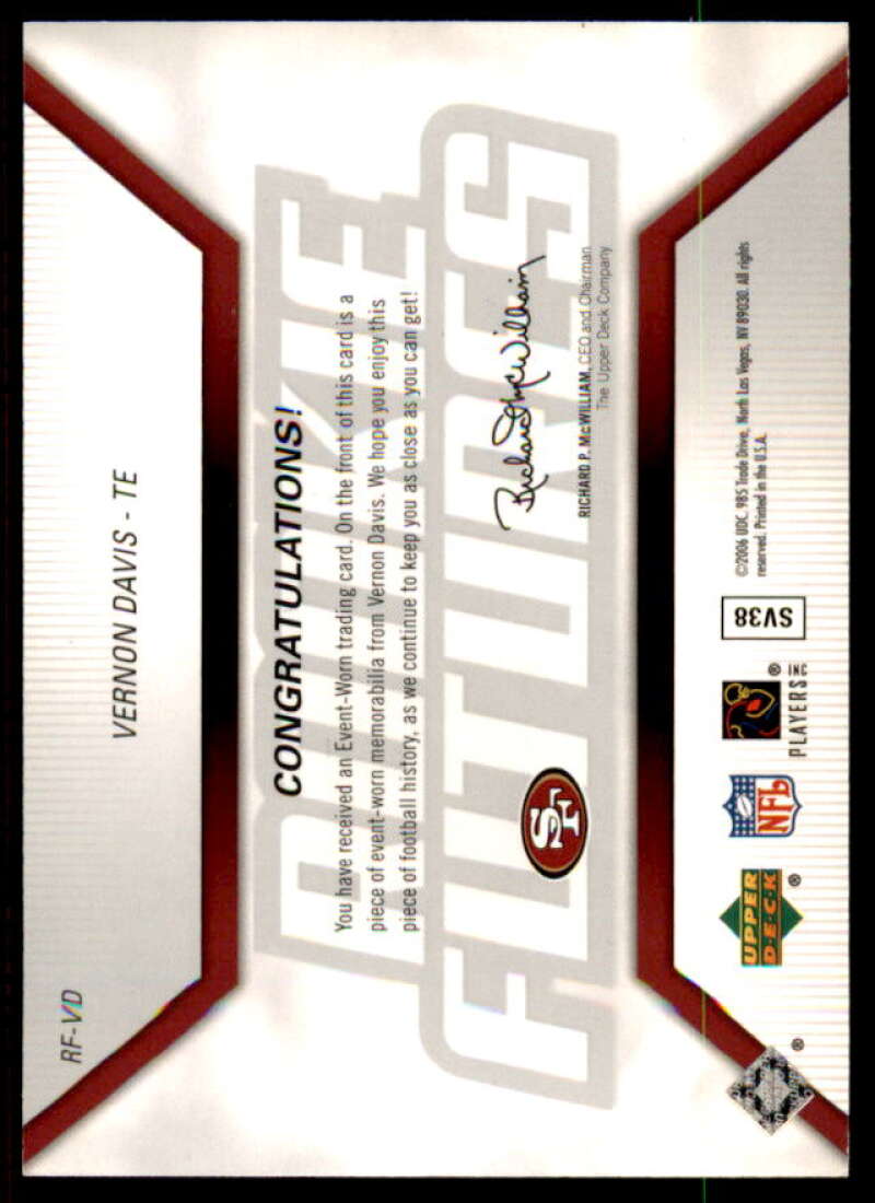 Vernon Davis Rookie Card 2006 Upper Deck Rookie Futures Jerseys #RFVD  Image 2