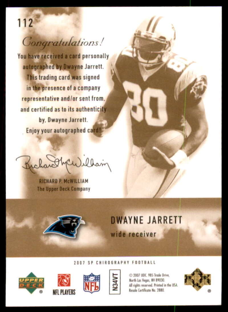 Dwayne Jarrett rookie Card 2007 SP Chirography Rookie Signatures Gold #112  Image 2