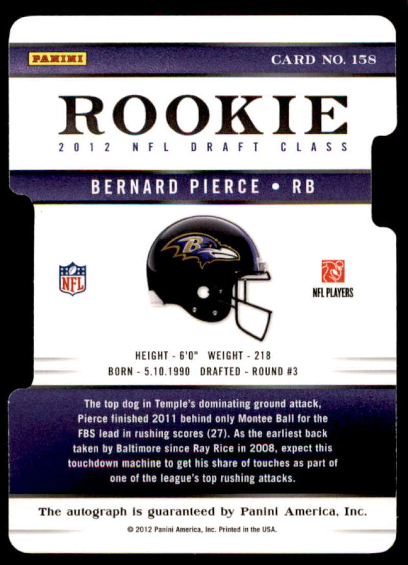 Bernard Pierce Rookie Card 2012 Elite Aspirations Autographs #158  Image 2