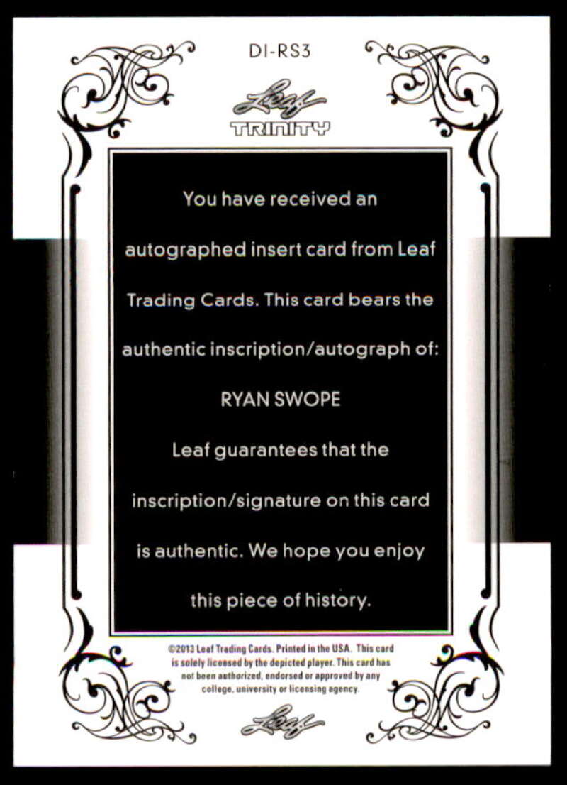 Ryan Swope Rookie Card 2013 Leaf Trinity Inscriptions Bronze #DIRS3  Image 2