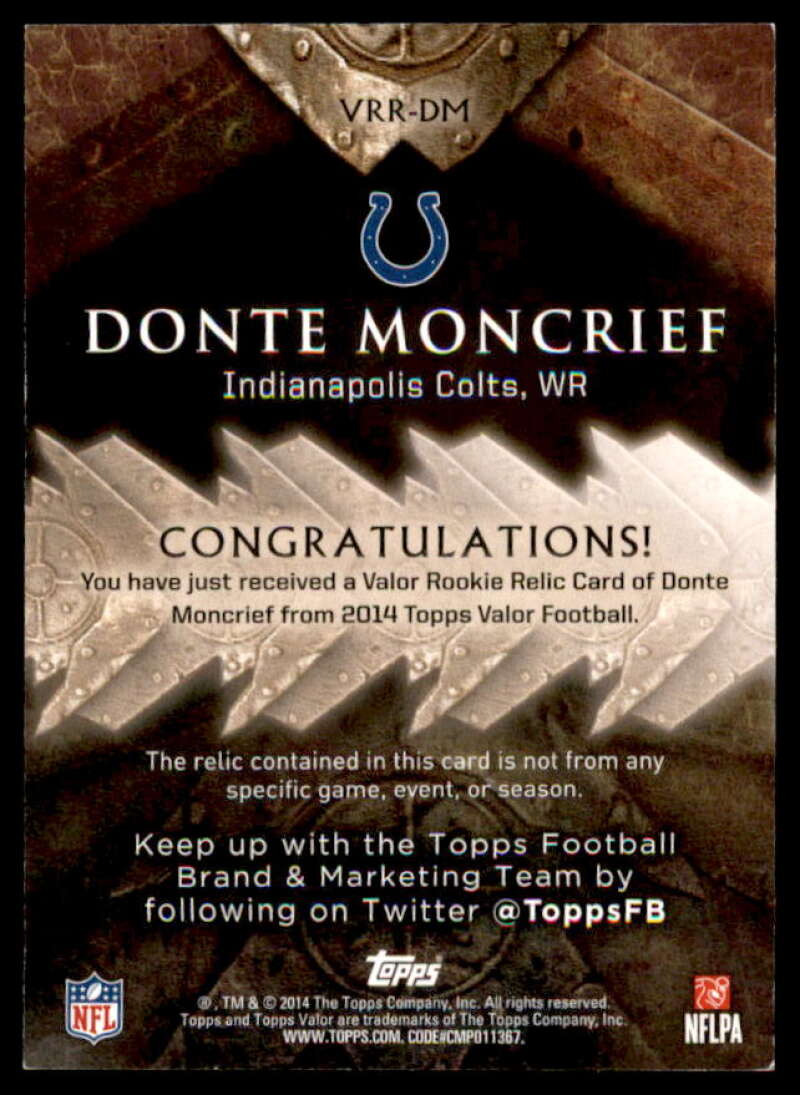 Donte Moncrief Card 2014 Topps Valor Rookie Relics Discipline #VRRDM  Image 2