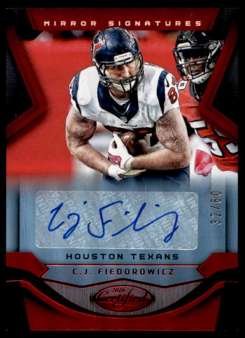 C.J. Fiedorowicz Rookie Card 2016 Certified Signatures Mirror Red #11  Image 1