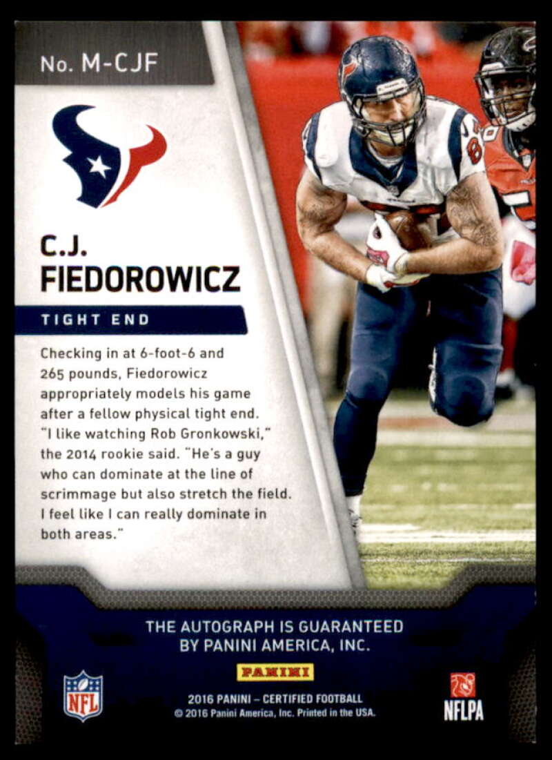 C.J. Fiedorowicz Rookie Card 2016 Certified Signatures Mirror Red #11  Image 2