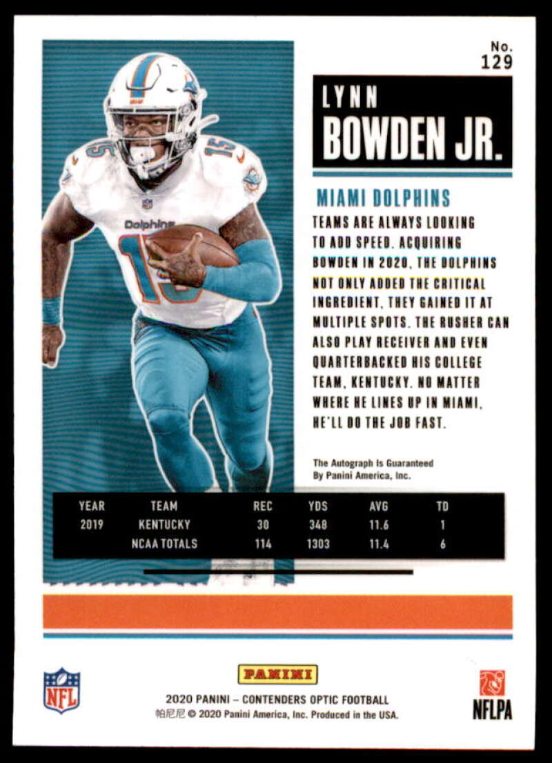 Lynn Bowden Jr. AU Rookie Card 2020 Panini Contenders Optic Silver #129  Image 2